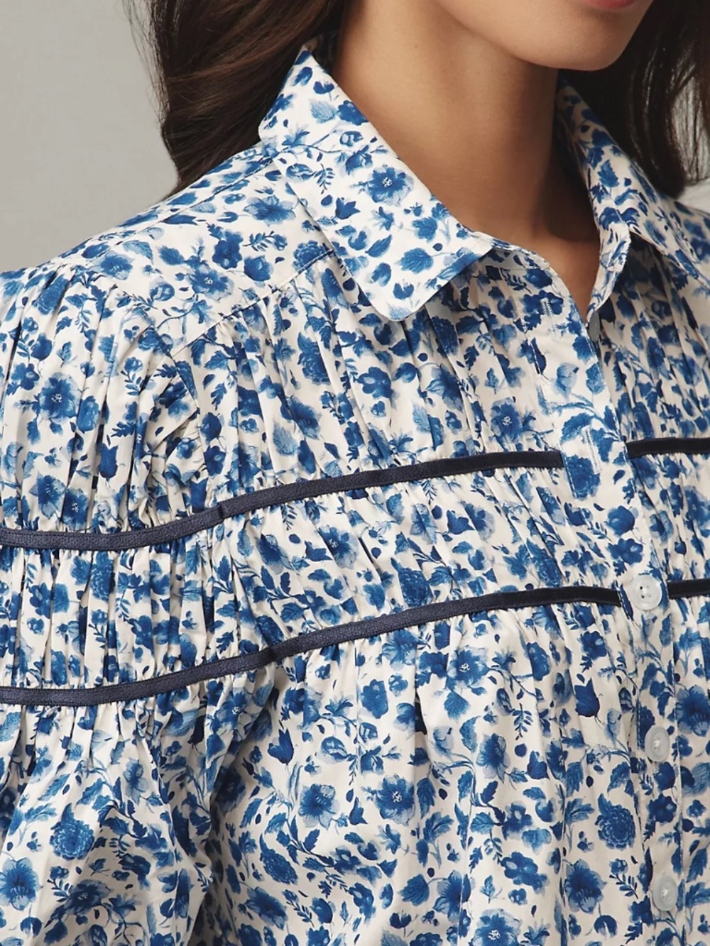 Anthropologie Maeve The Leandra Shirred Yoke Blouse Small NWOT - Picture 4 of 5